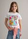 Regular fit white pure cotton t-shirt with print for girls_0