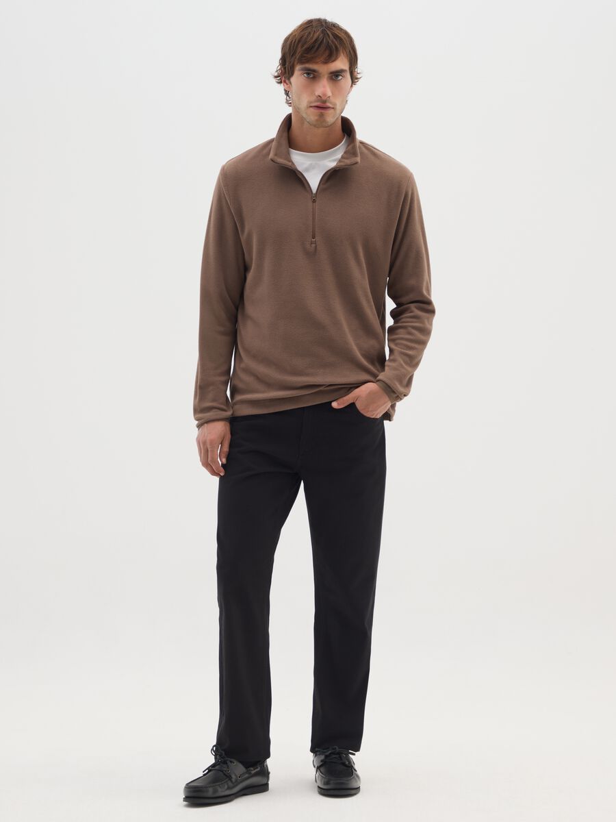 Felpa in pile marrone regular fit_1