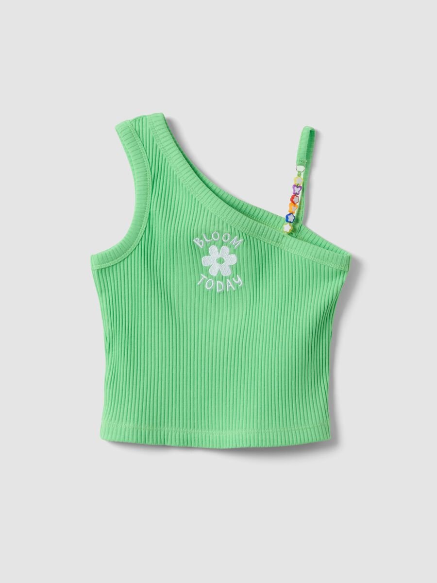 Green one-shoulder top_0