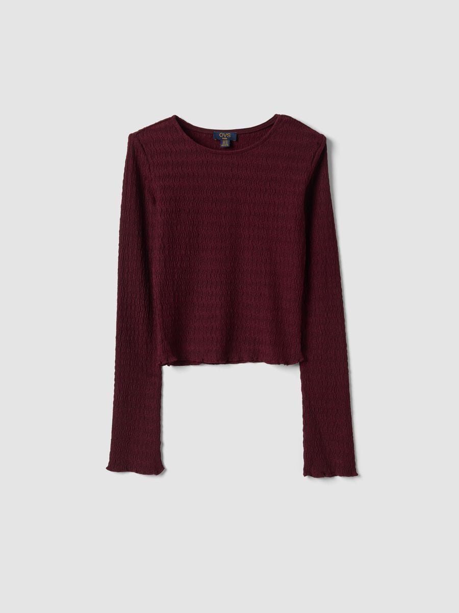 Red long-sleeve stretch crew-neck T-shirt_3