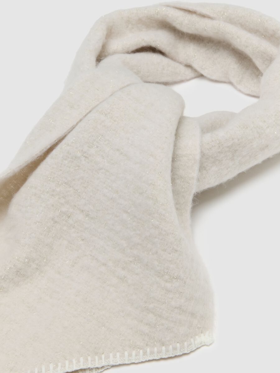 Beige Scarf with Metallic Threads_1