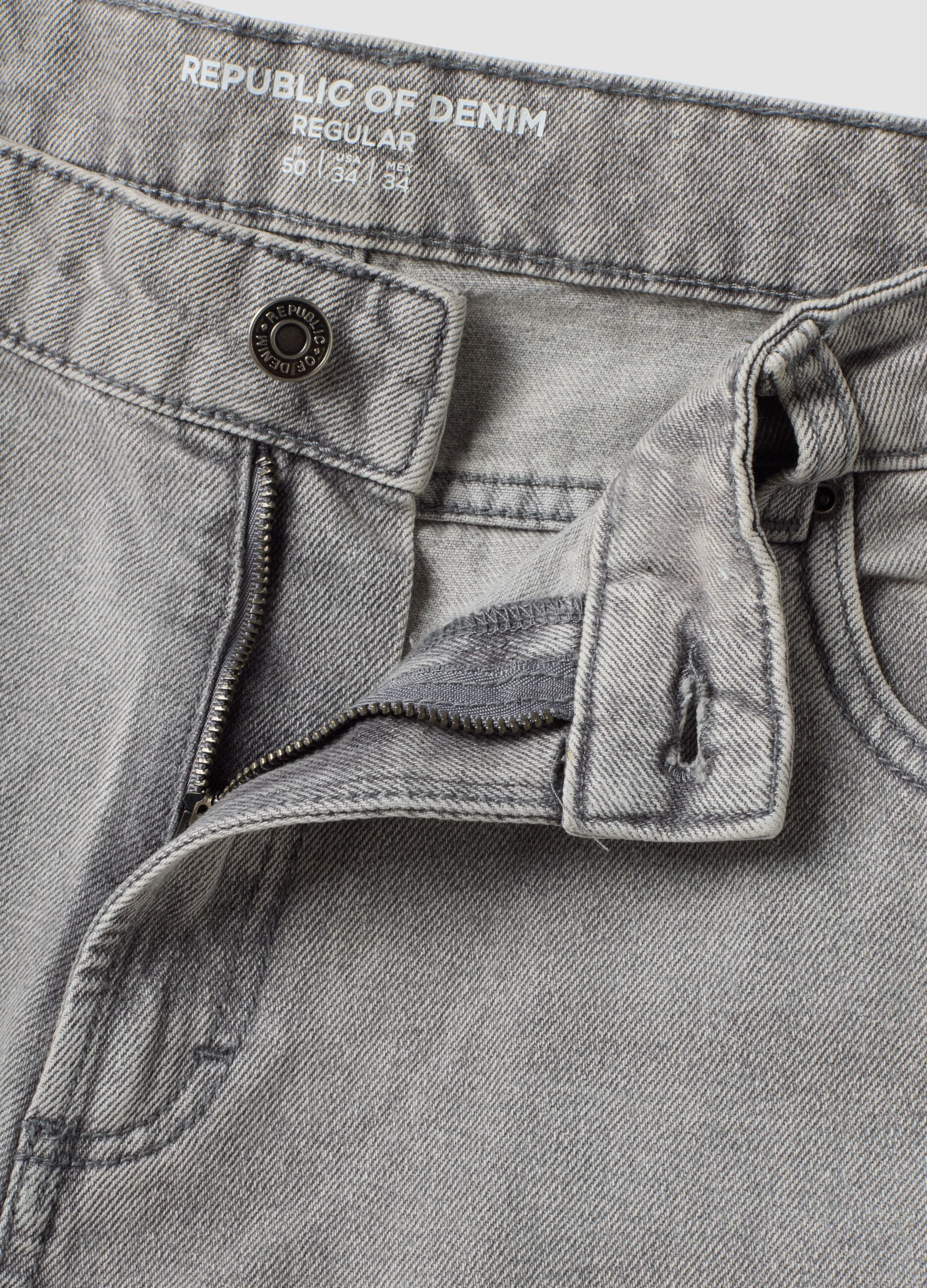 Grey denim jeans in cotton-viscose blend, regular fit