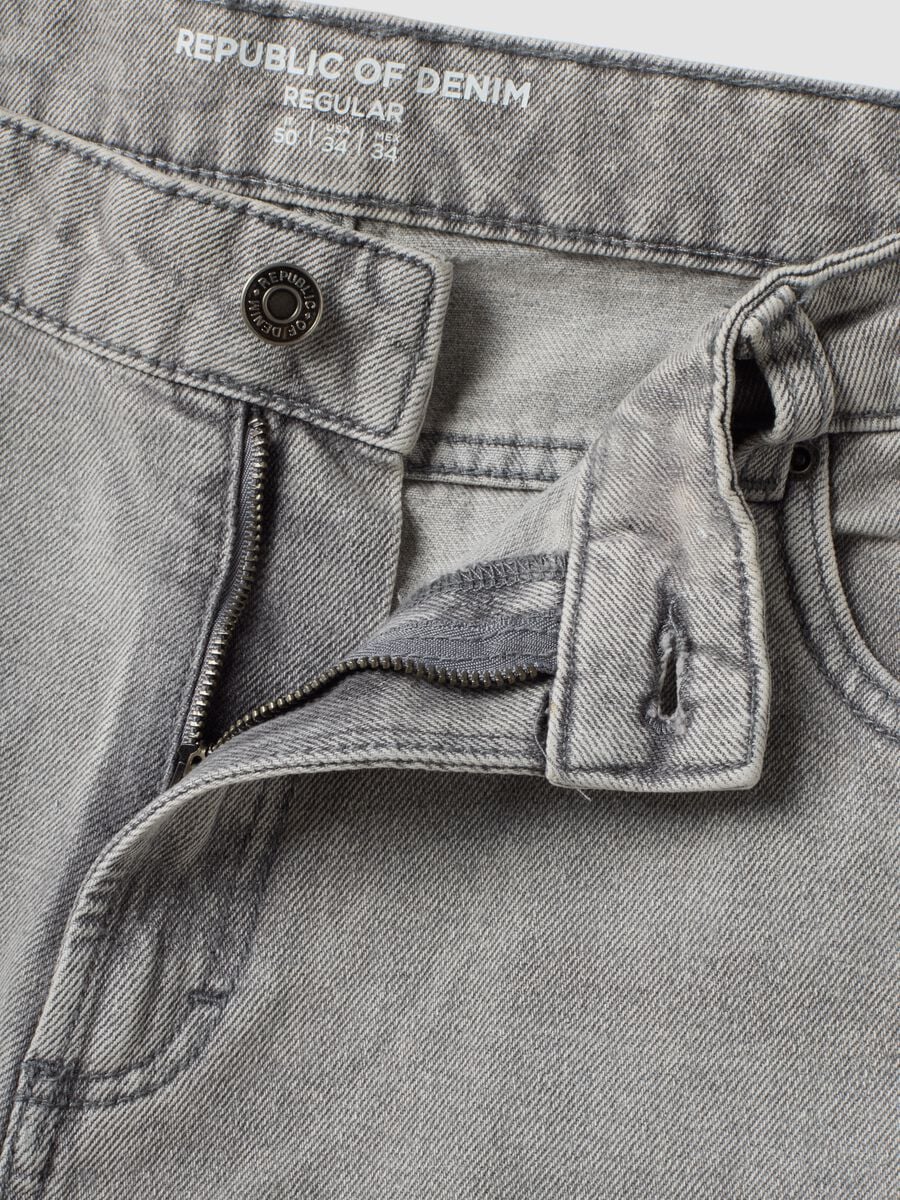 Grey denim jeans in cotton and viscose blend, regular fit_5