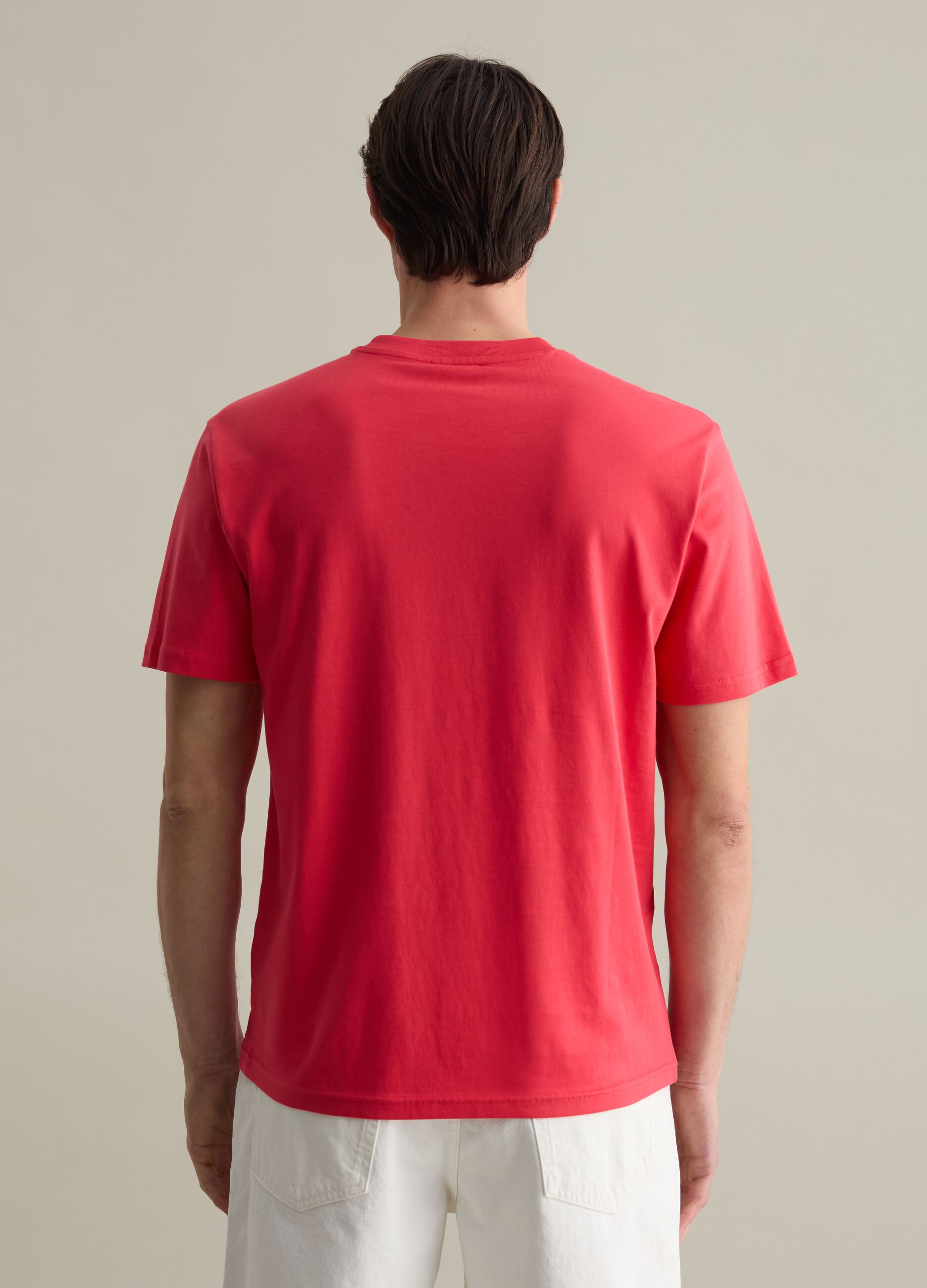 T-shirt girocollo in cotone tinta unita
