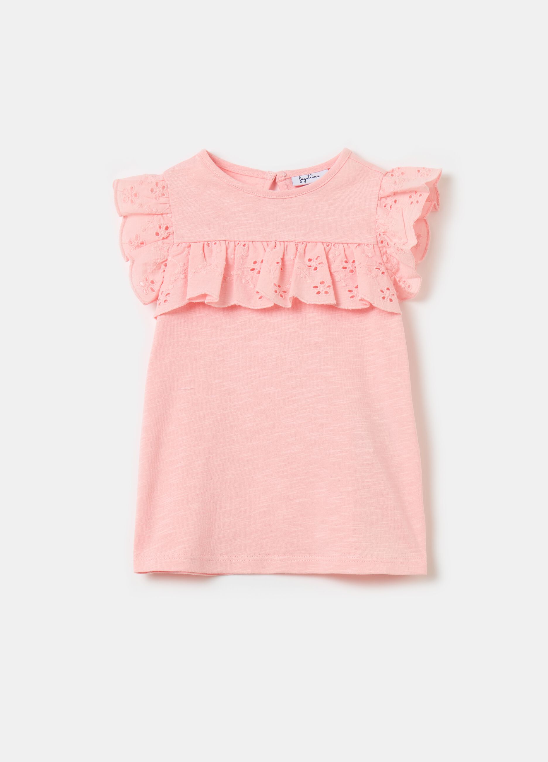 T-shirt with broderie anglaise frills