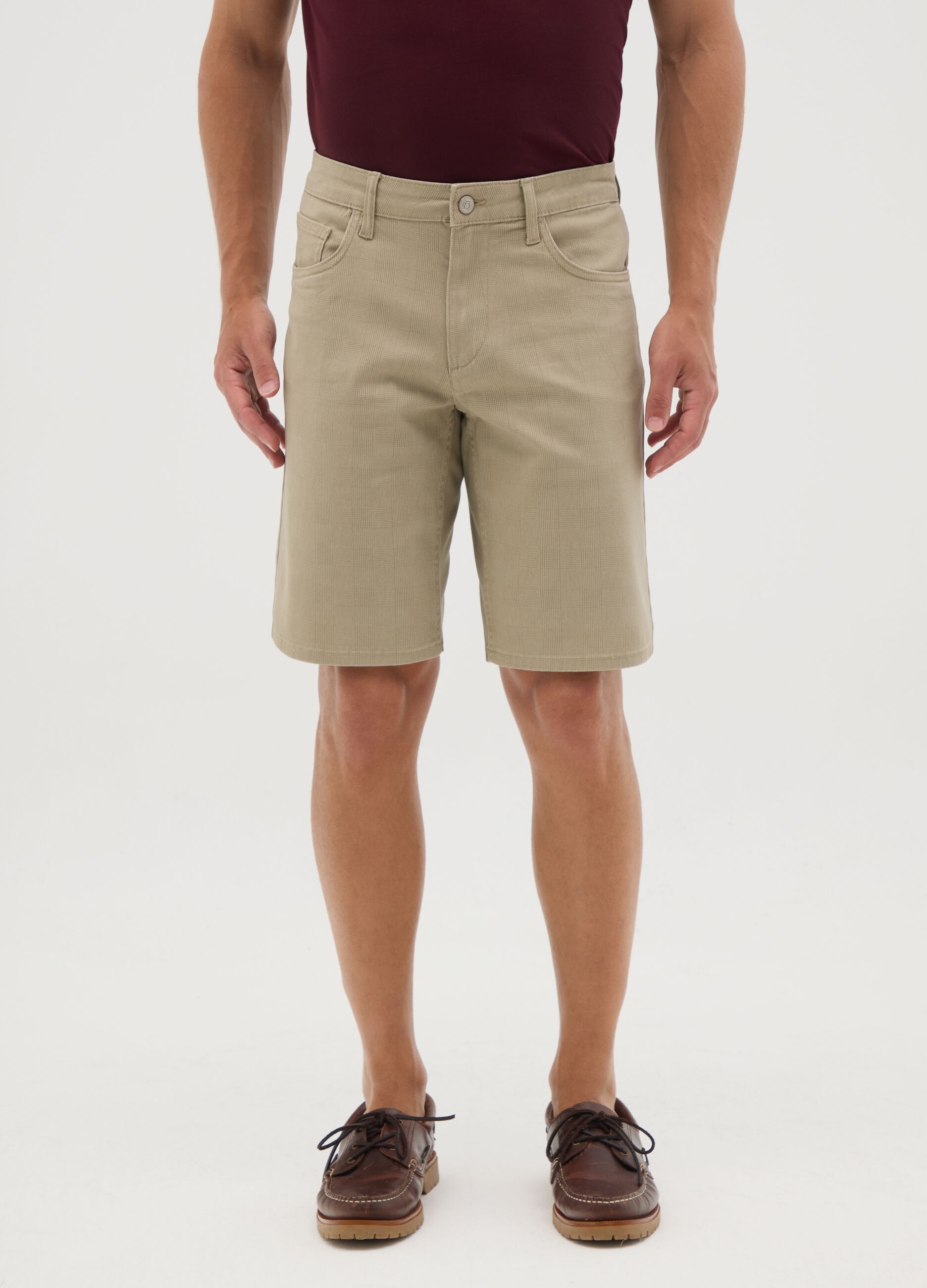 Men's Stretch Cotton Beige Shorts