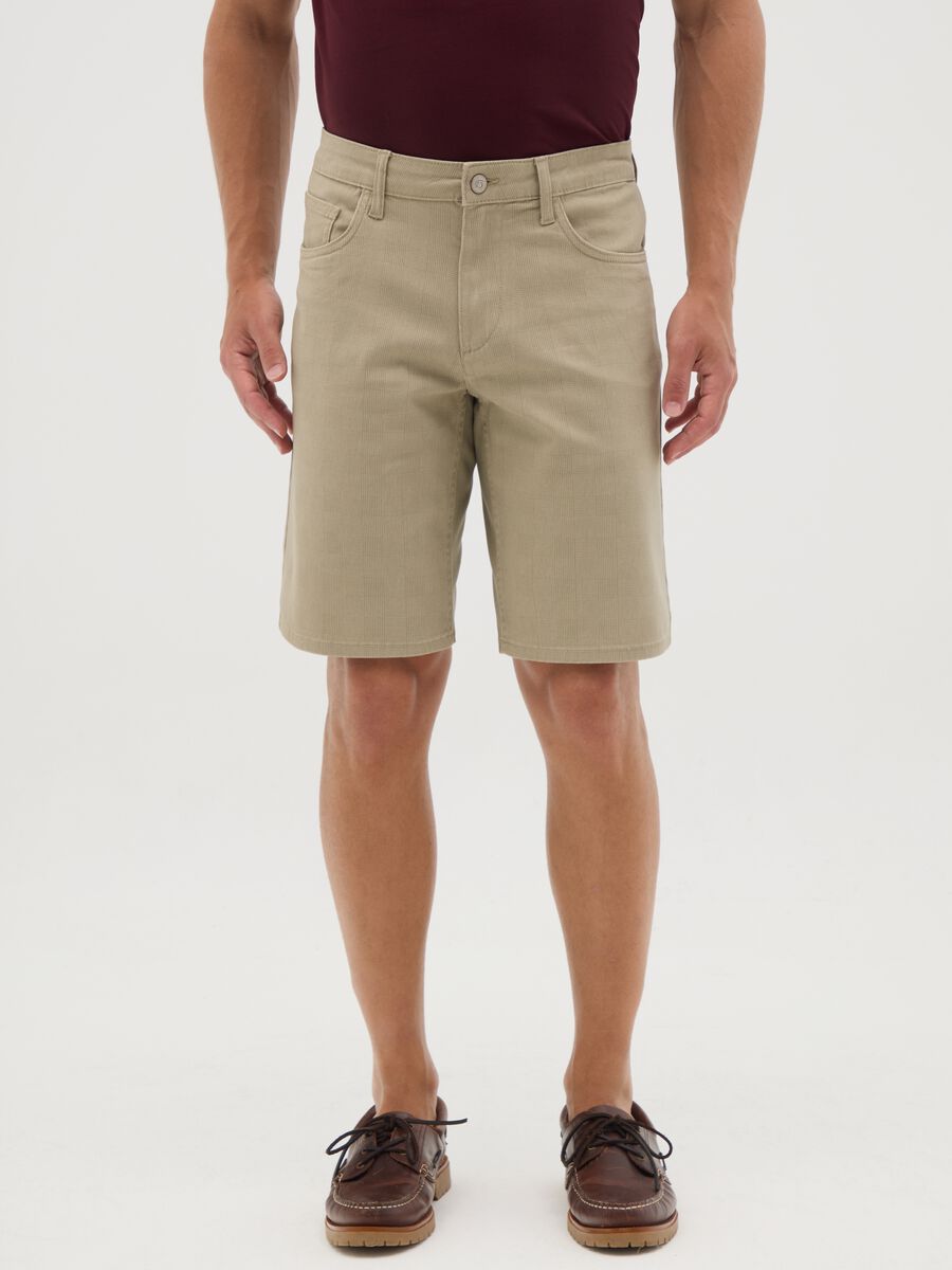 Men's Stretch Cotton Beige Shorts_1