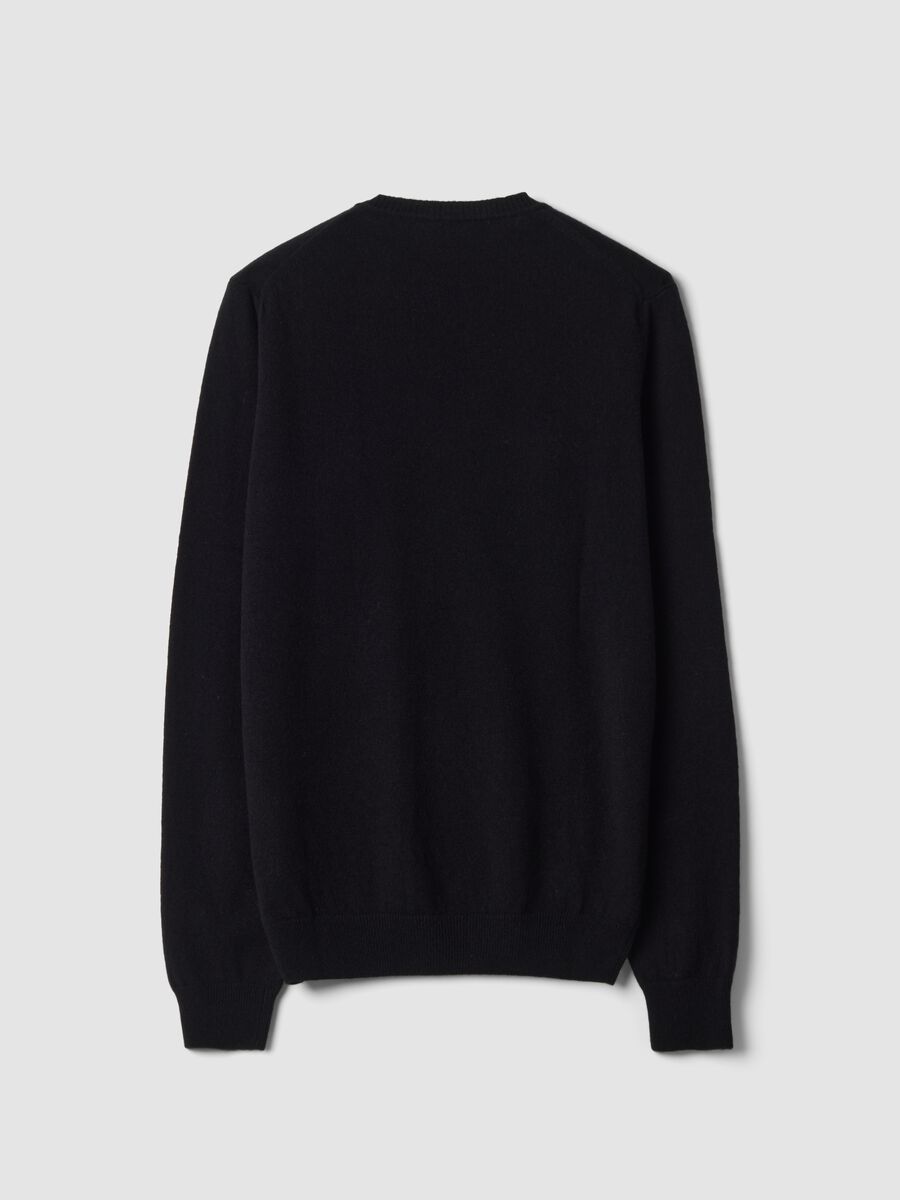 Pullover nero in pura lana a girocollo regular fit_2