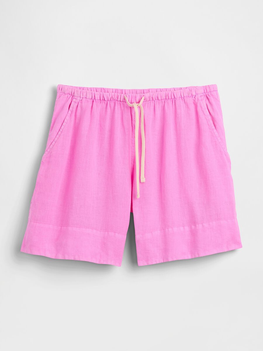Pure linen shorts with elasticated waist_5