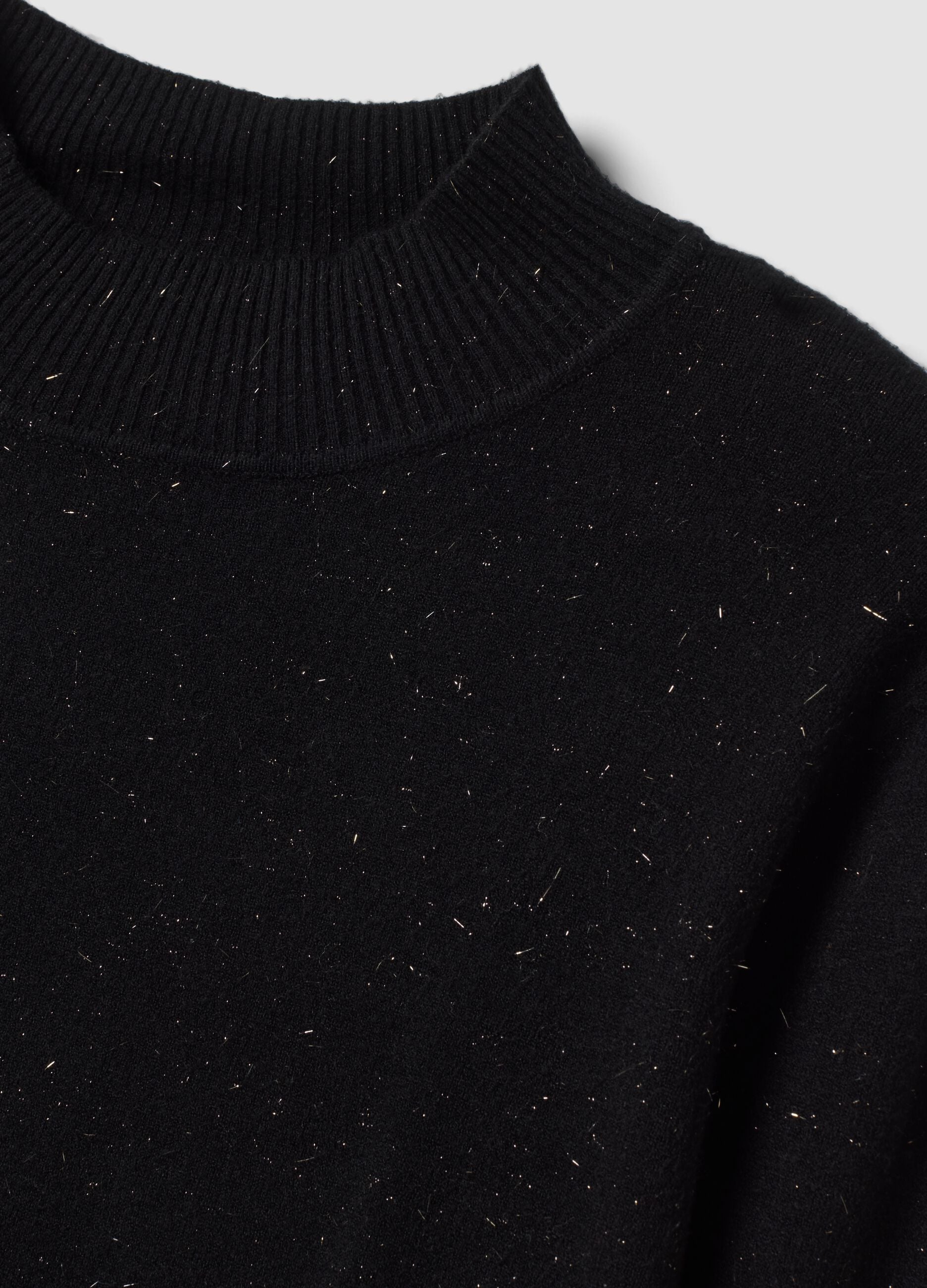 Black viscose-blend high-neck jumper, regular fit