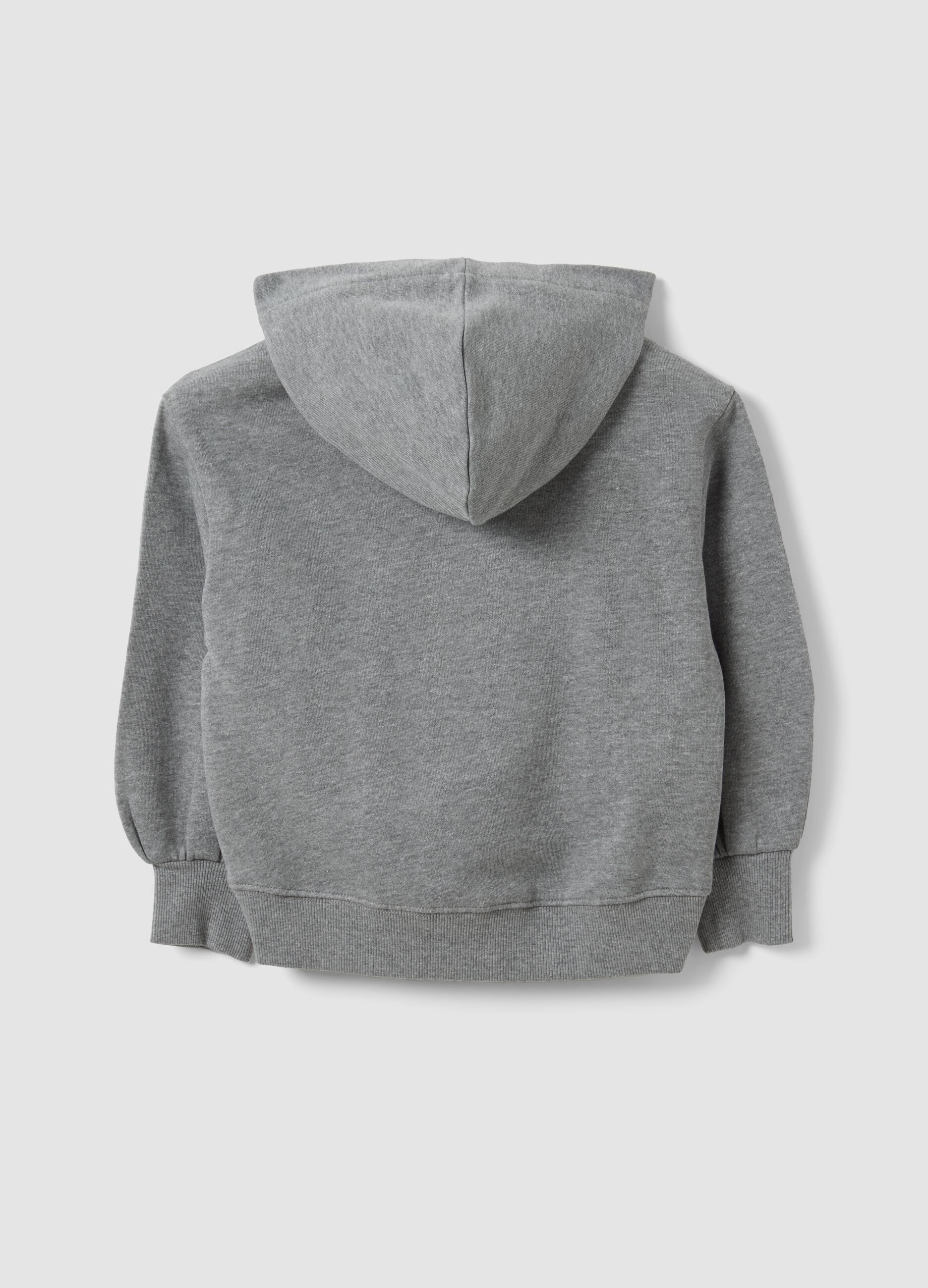 Grey cotton-viscose blend sweatshirt with embroidered teddy bear for girls