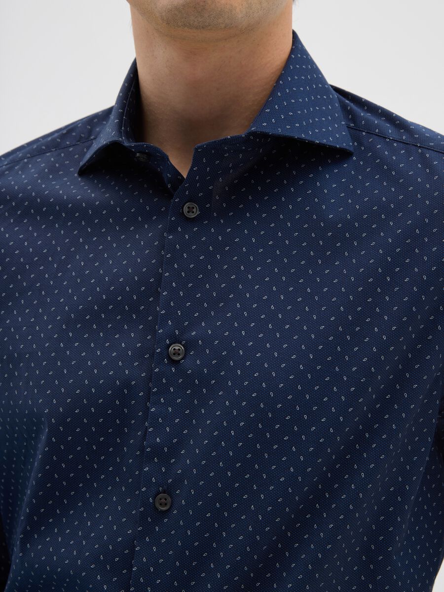 Multicolour stretch cotton slim fit shirt_1