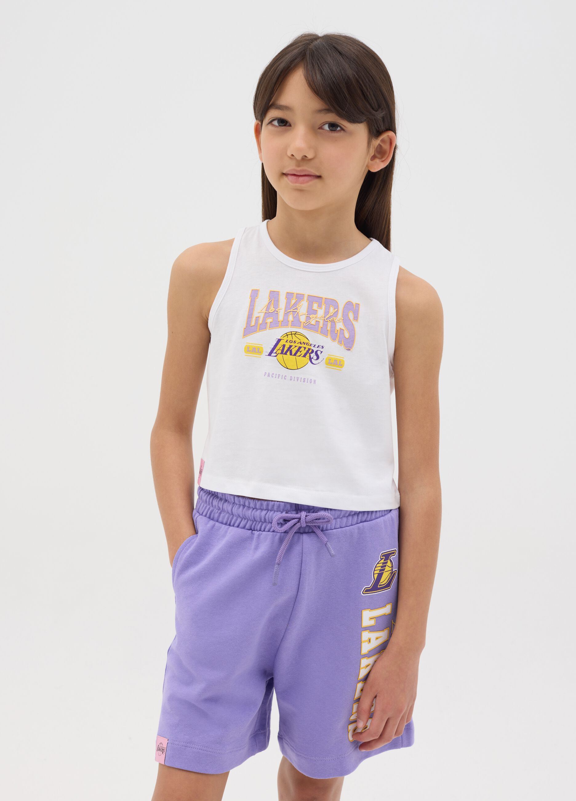 Tank top bianco in cotone NBA Los Angeles Lakers