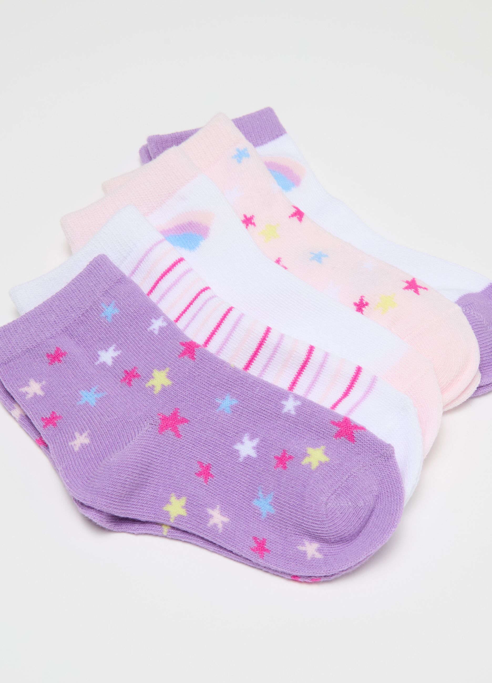 Set cinque calze stretch con disegno stelle 