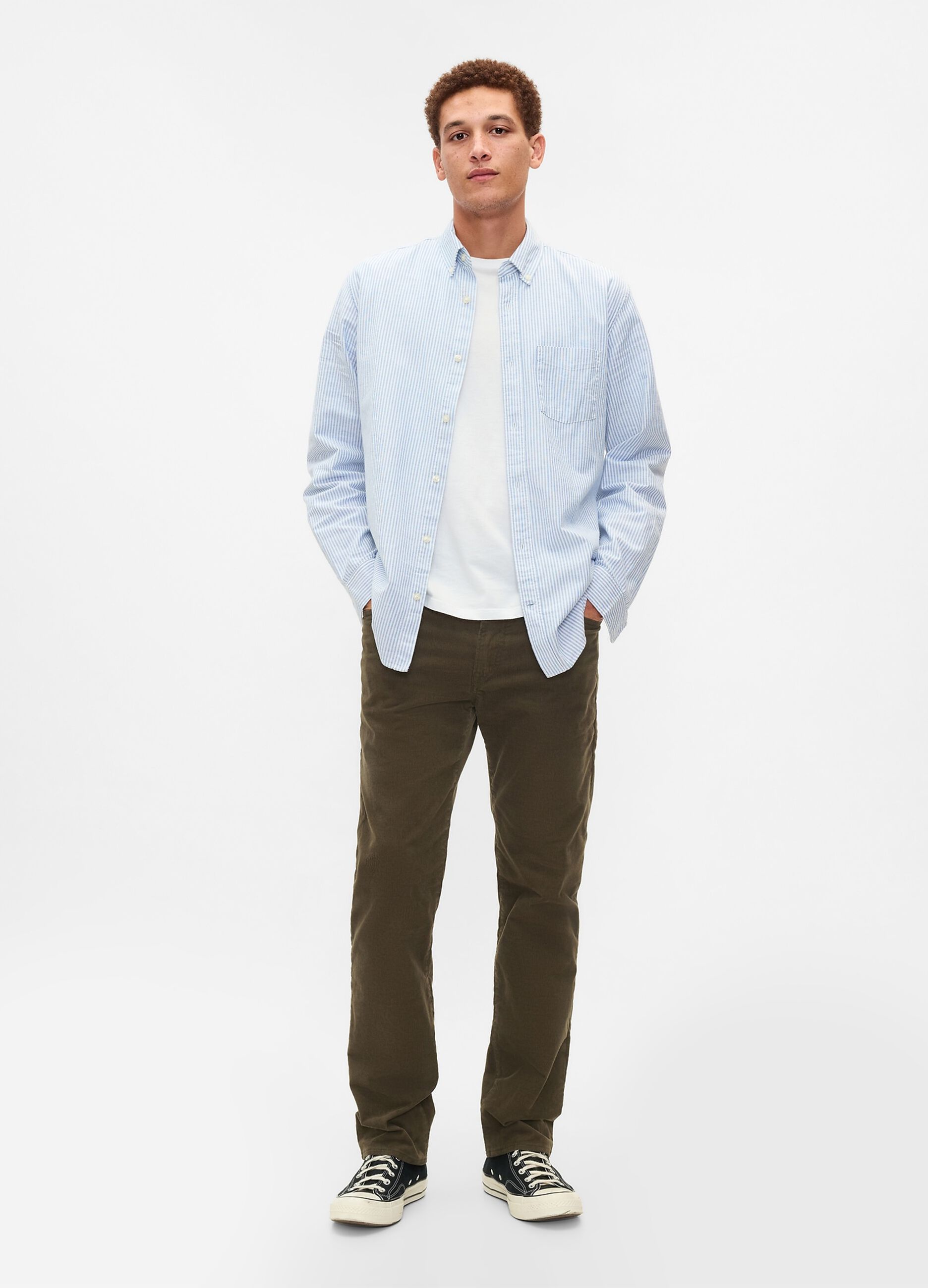 Straight-fit trousers in stretch corduroy
