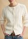 White pure cotton cardigan regular fit with interwoven design_3