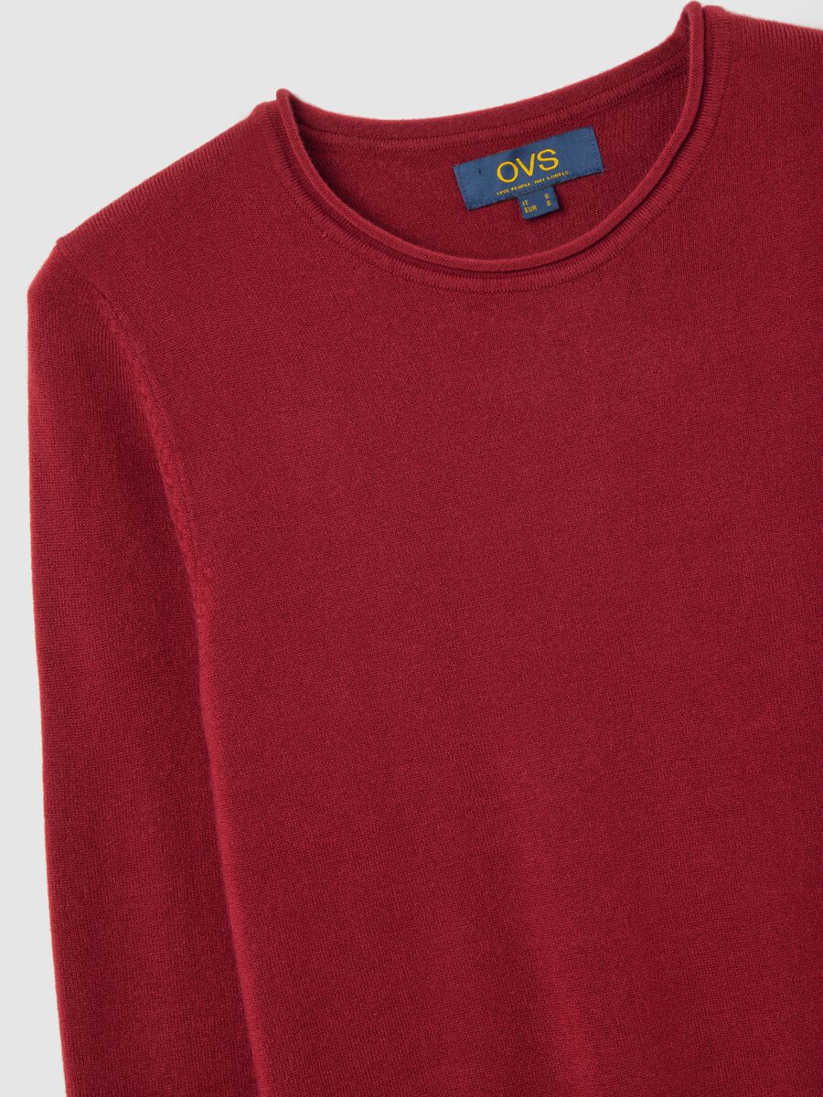 Red regular fit crew neck jumper_5