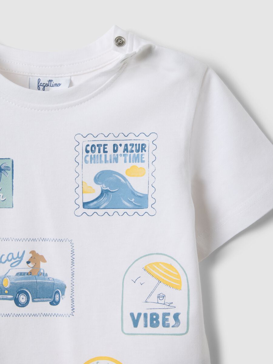 T-shirt in puro cotone bianca da bimbo regular fit con stampe_2