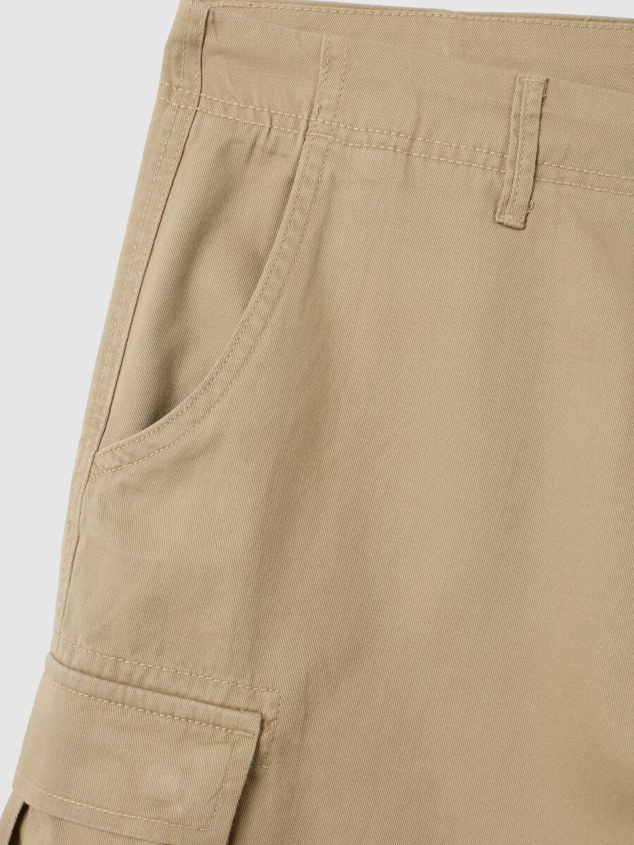 Men's beige regular fit pure cotton Bermuda shorts_1