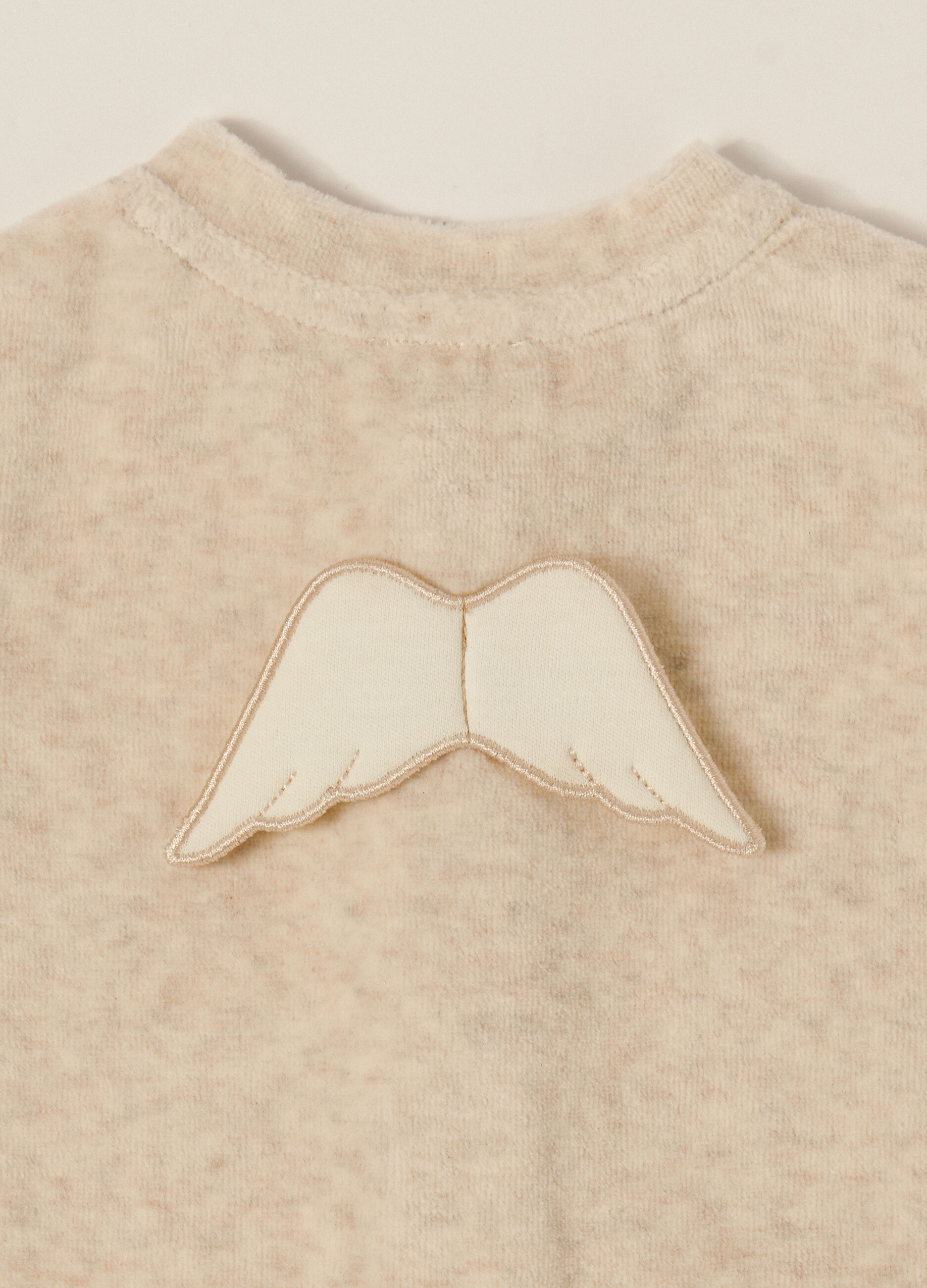 Beige cotton blend baby romper