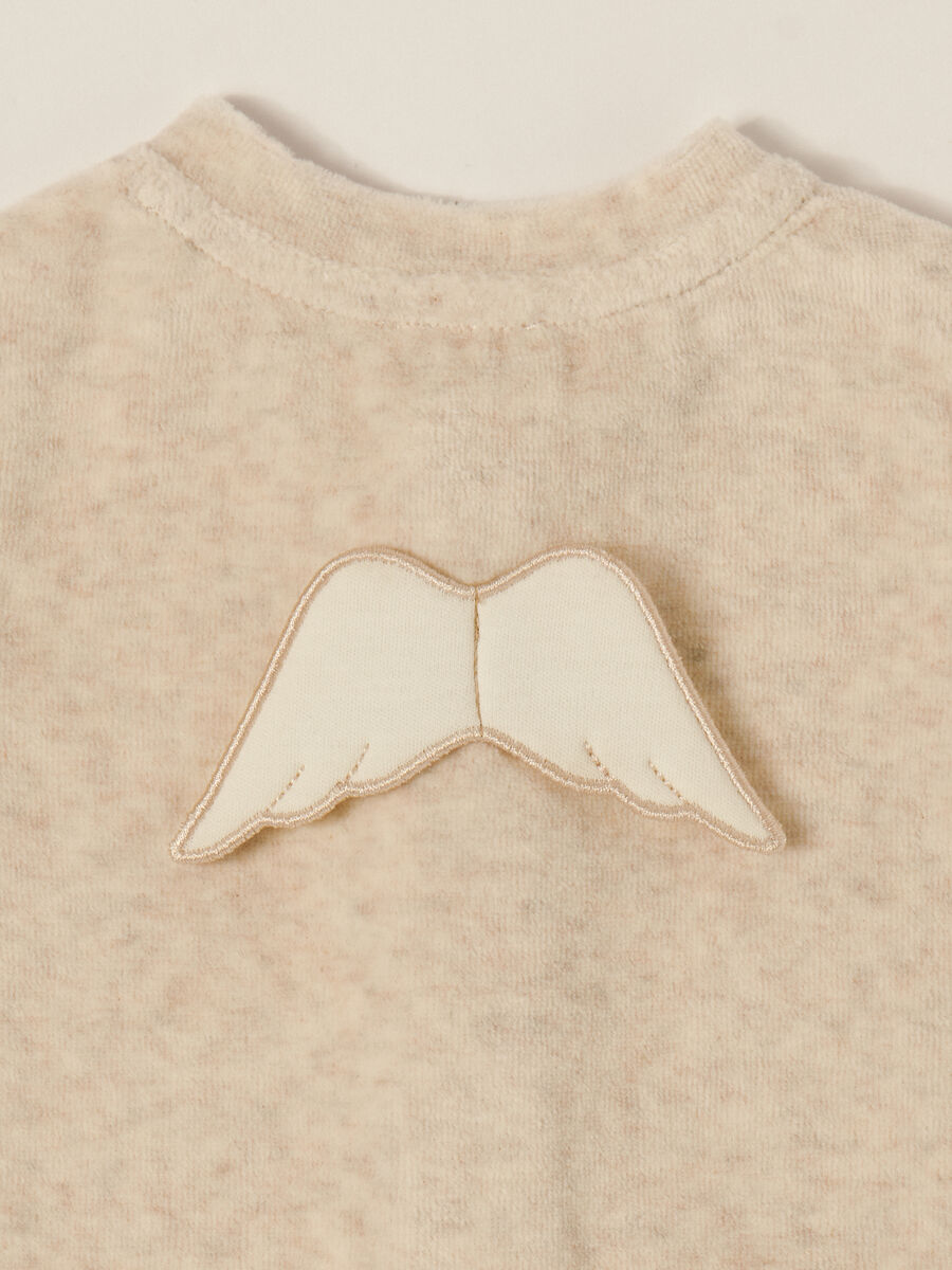 Beige cotton blend baby romper_2