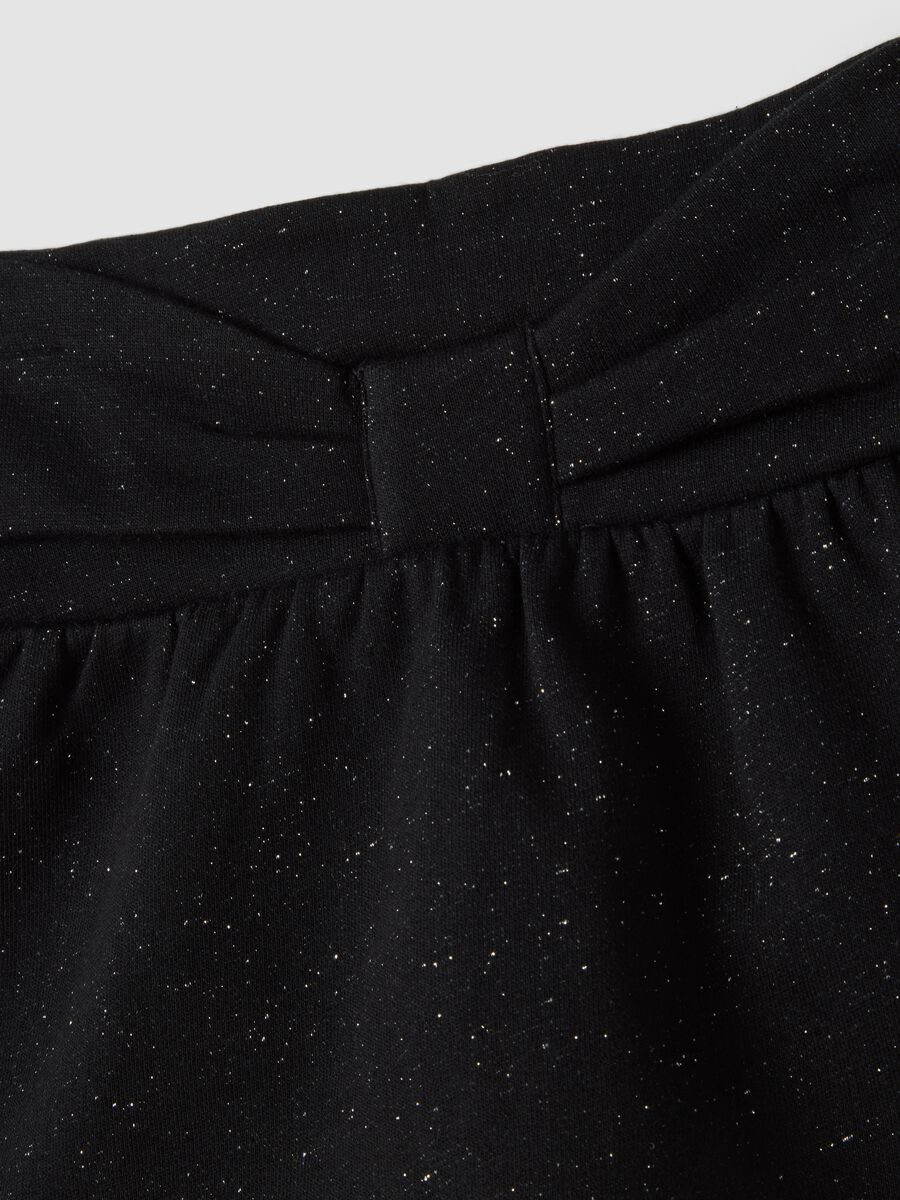 Black cotton-blend skirt with glitter and bow for baby girl_2
