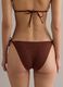 Brown triangle bikini bottoms in stretch fabric with purple trim_3