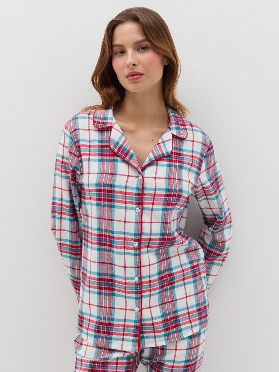 Long pyjamas in check flannel with lurex_1