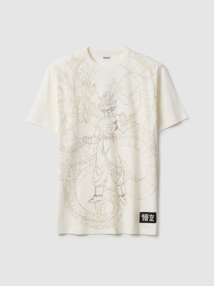 Beige pure cotton regular fit T-shirt with Dragon Ball print_4