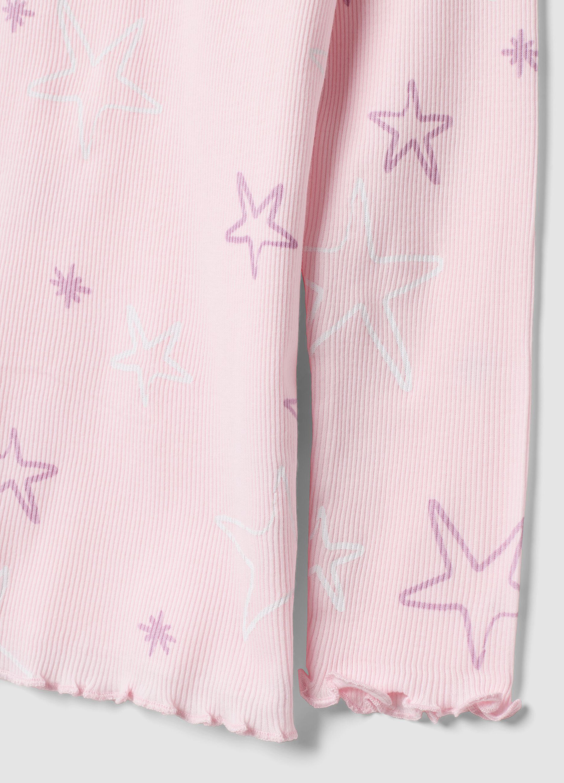Pink organic ribbed cotton star pyjamas for girls