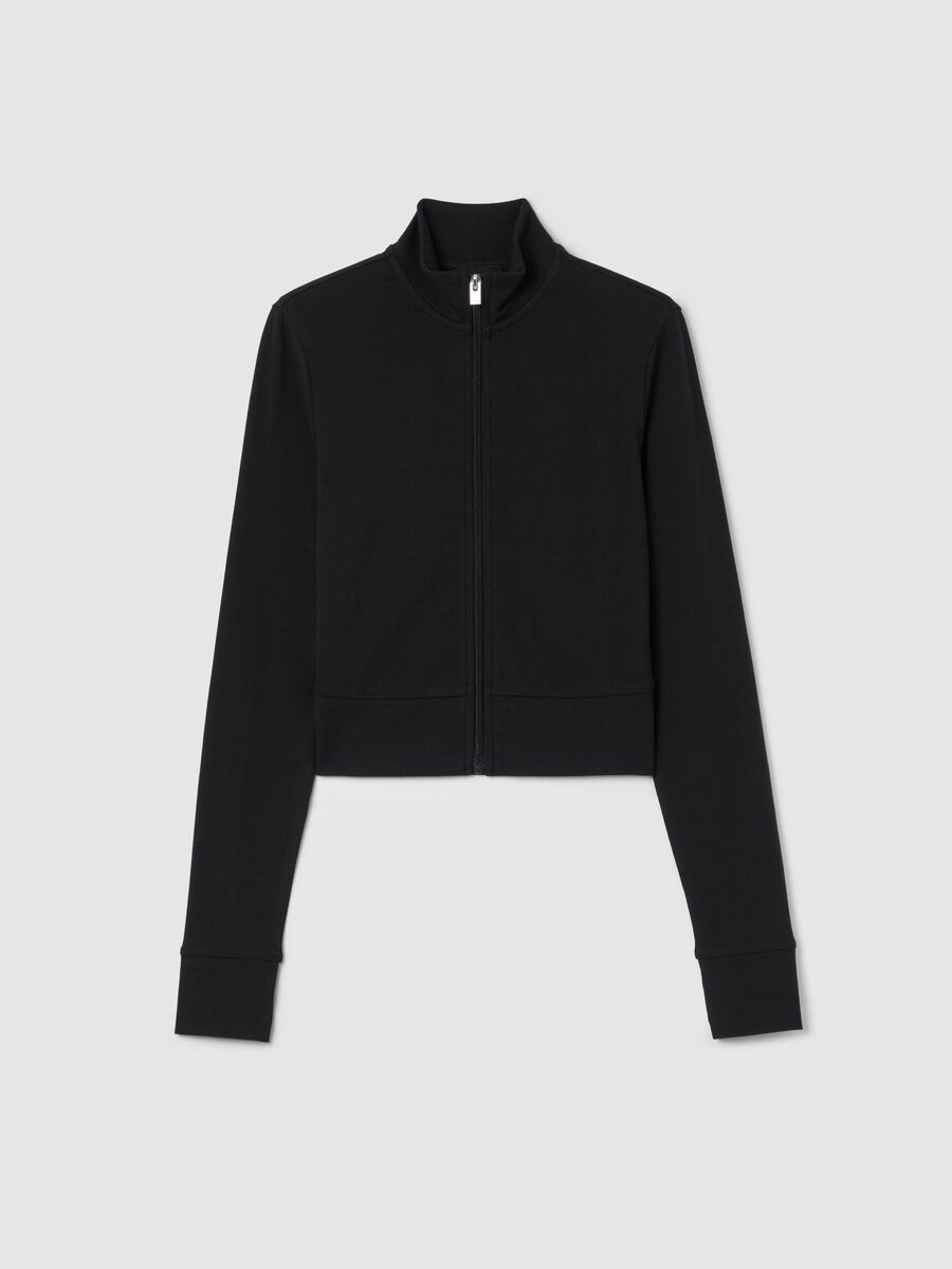 Crop Jersey Full-zip Black_5