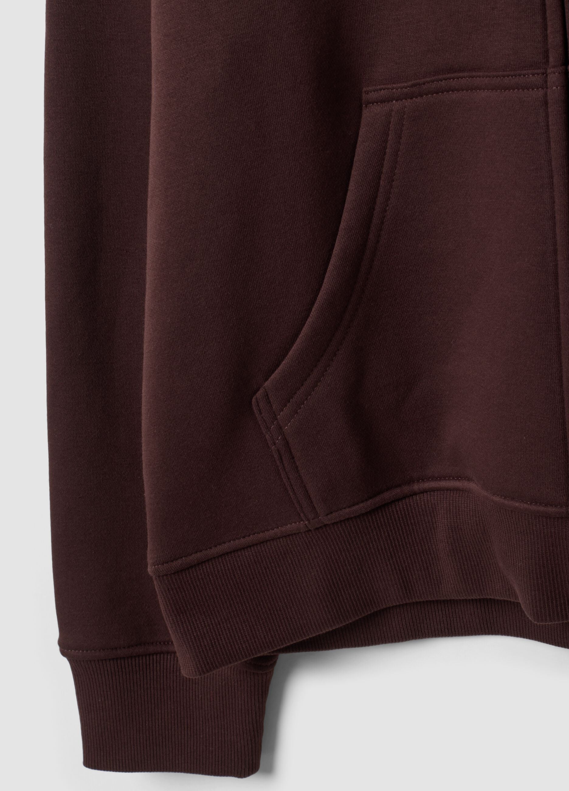 Brown cotton-blend regular-fit hoodie