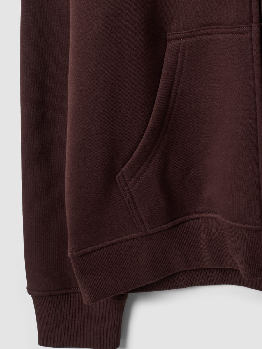 Felpa marrone in misto cotone con cappuccio regular fit_6