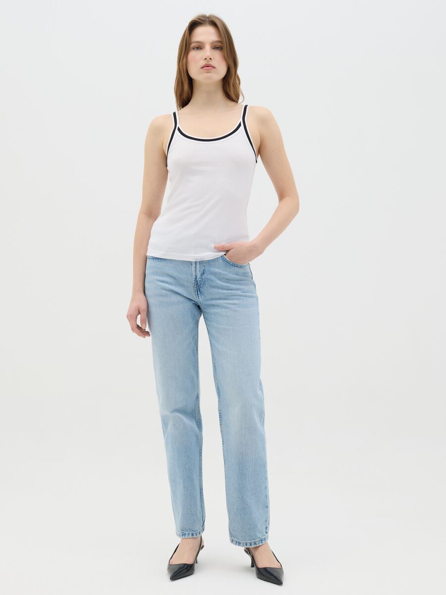 White Cotton Tank Top by Ovs_1
