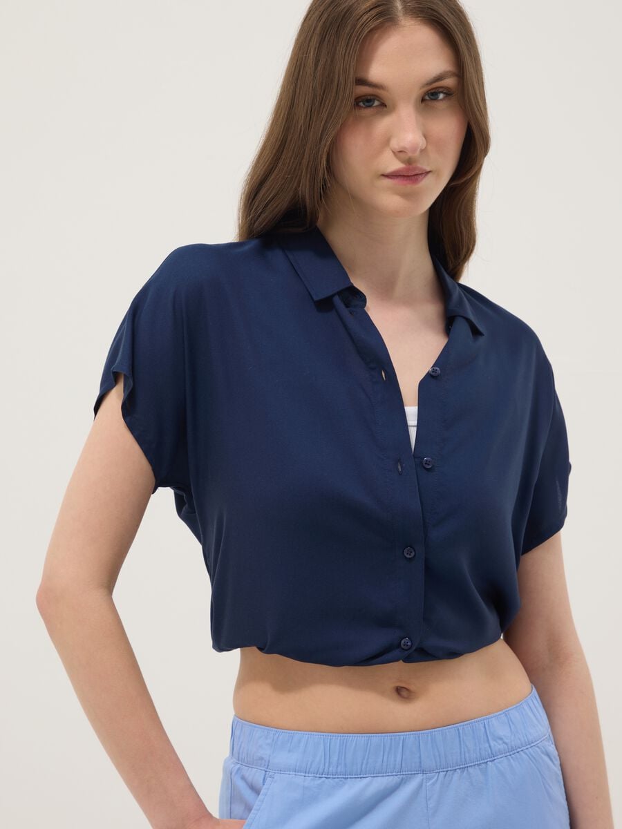 Blue pure viscose regular-fit shirt_1