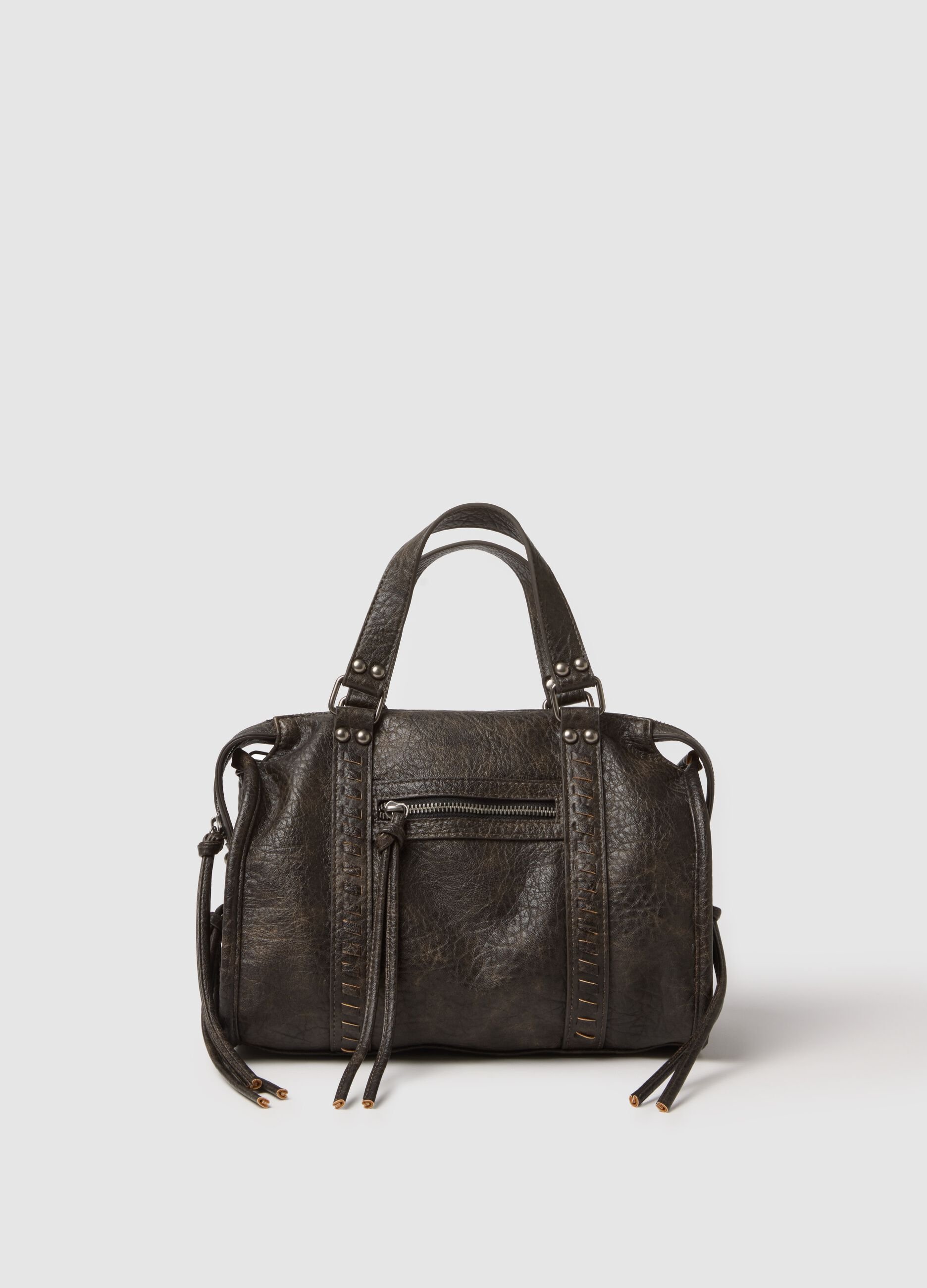 Brown Shoulder Bag with External Pocket