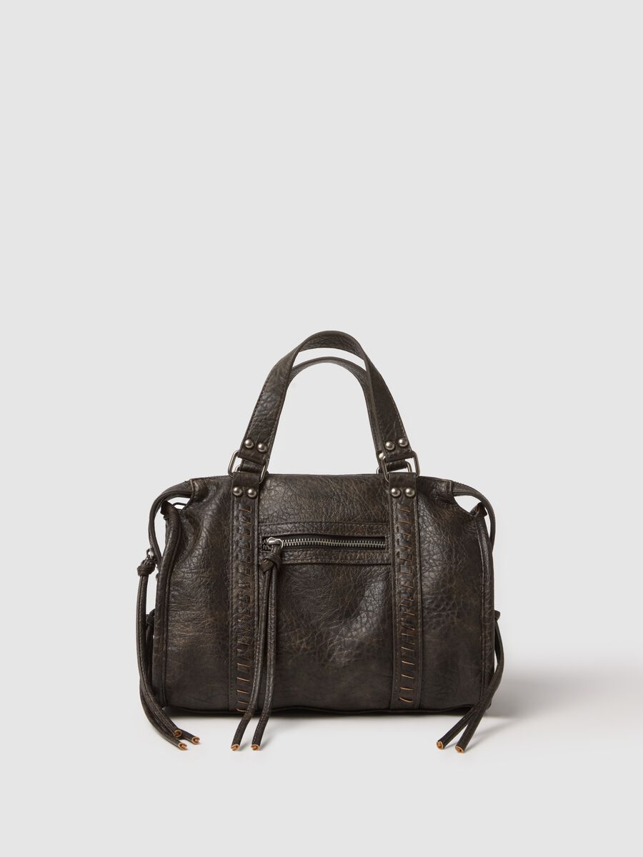 Brown Shoulder Bag with External Pocket_0
