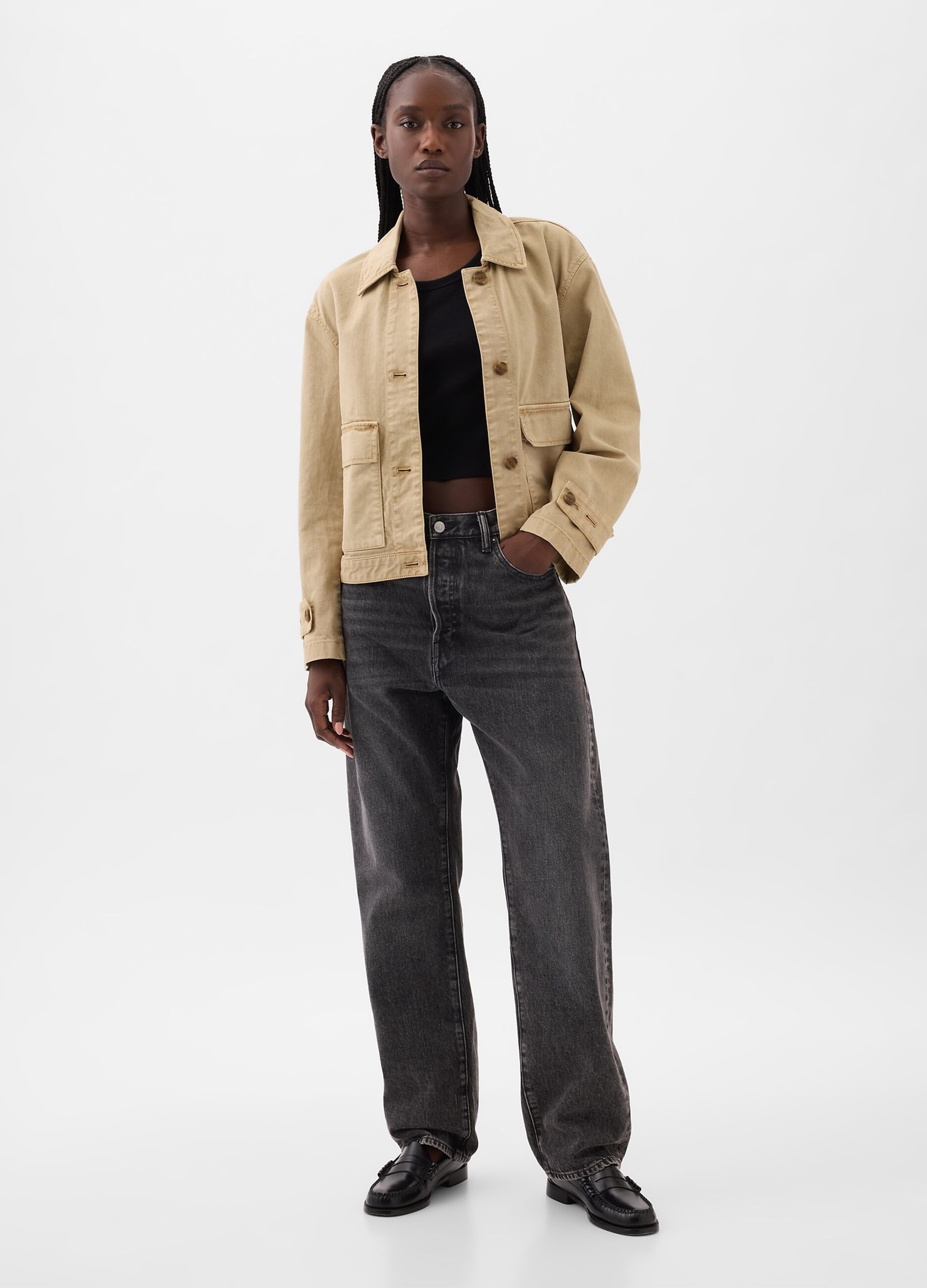 Utility shacket in cotton