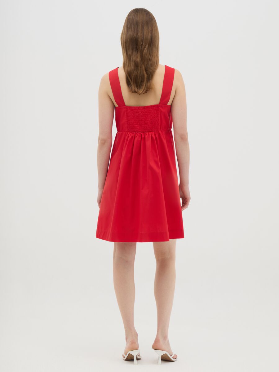 Women's red regular fit pure cotton dress_3