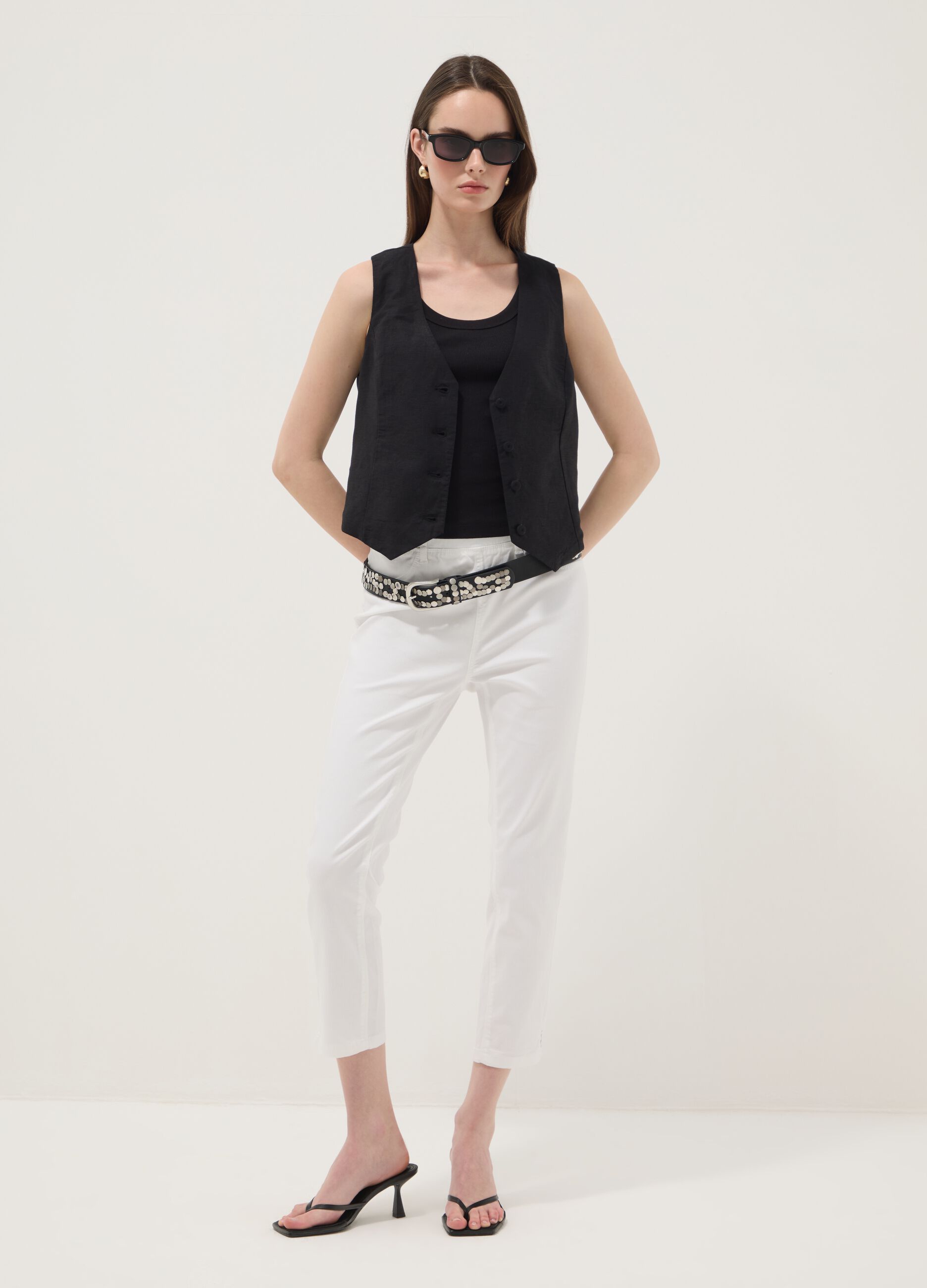 Jeans in misto cotone denim elasticizzato bianchi skinny fit
