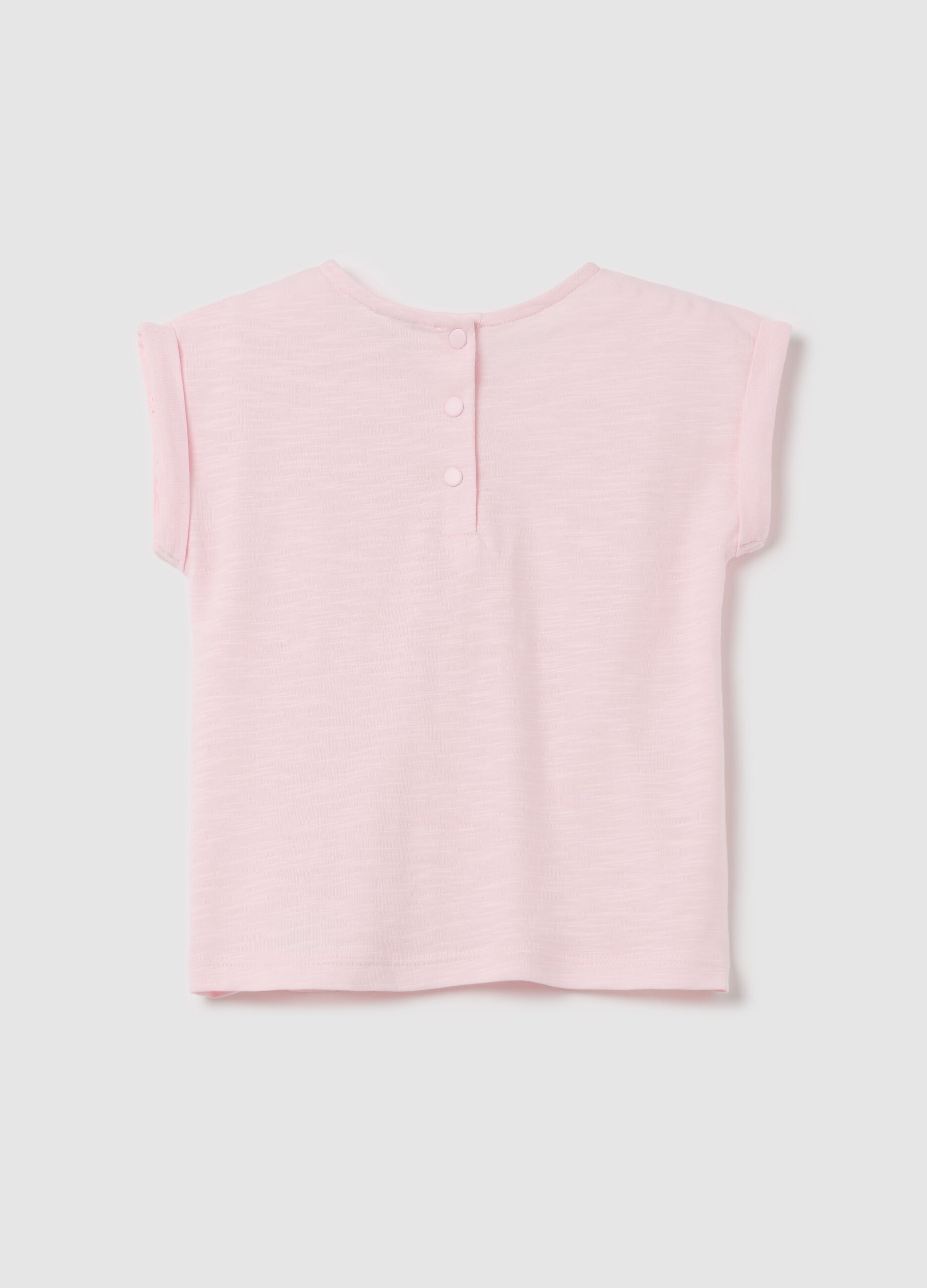 Cotton T-shirt with broderie anglaise insert