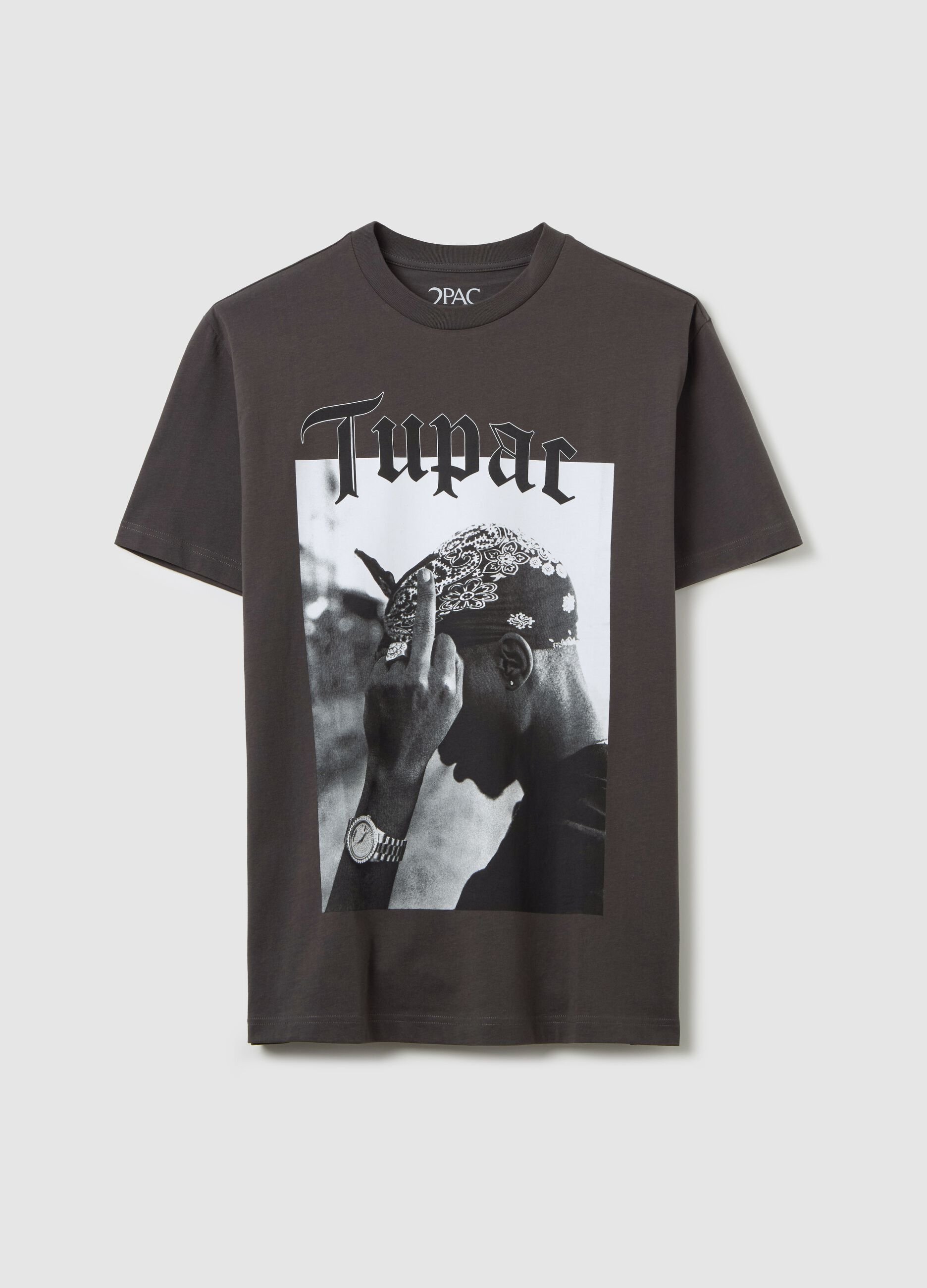 Cotton T-shirt with Tupac print