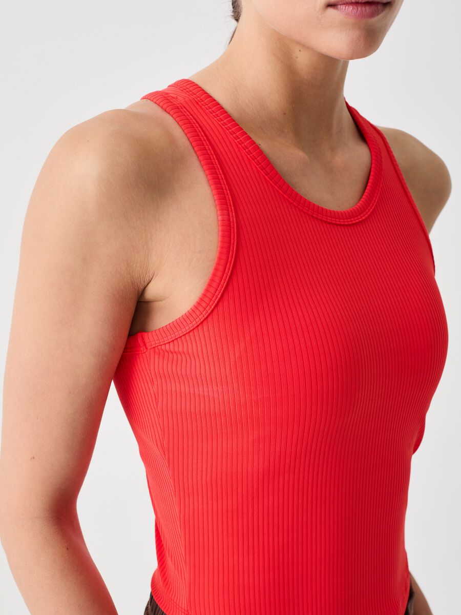 ALTAVIA STUDIO crop tank top in ribbed technical fabric_2