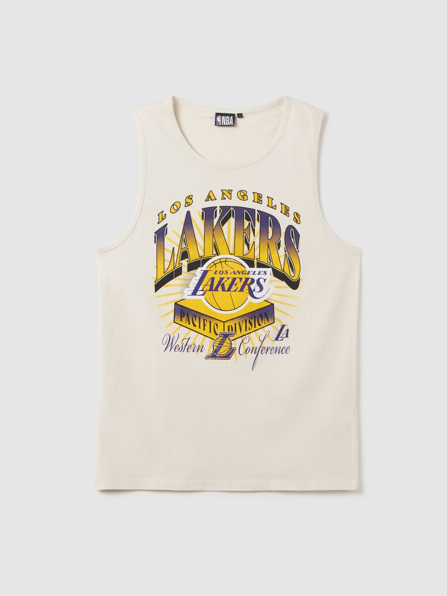Cotton White NBA Lakers Tank Top_4