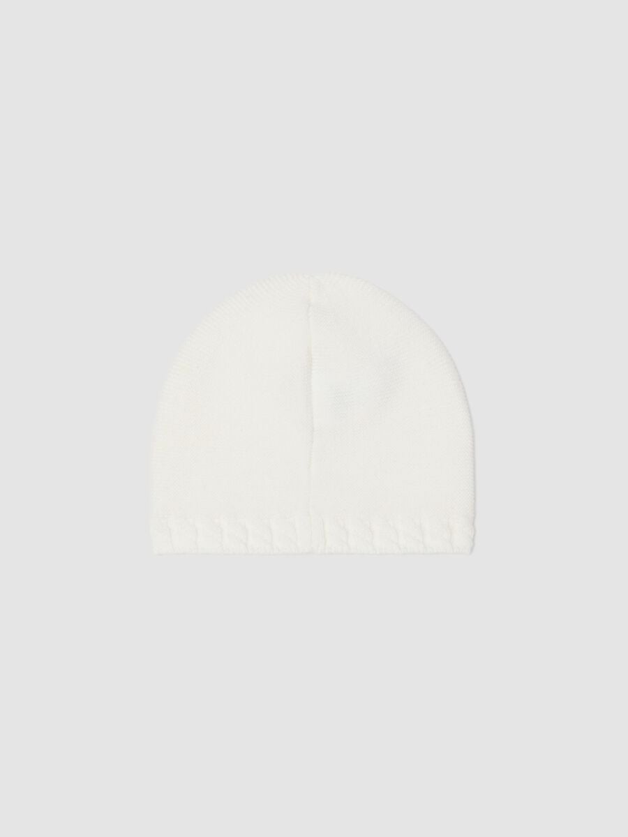 White organic cotton knitted baby hat_1