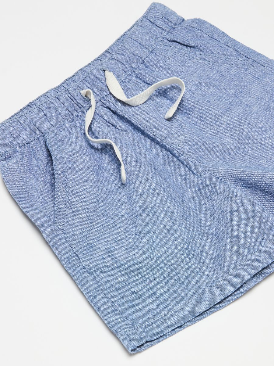 Bermuda shorts in linen and cotton with drawstring_2