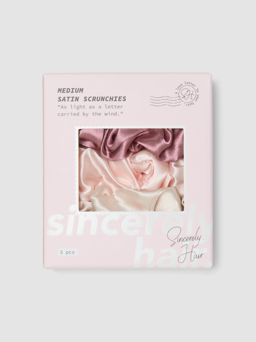 SINCERELY HAIR Medium satin scrunchies 3-pack pink & mauve_0