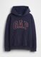Blue cotton blend kids' hoodie regular fit with hood and logo_3