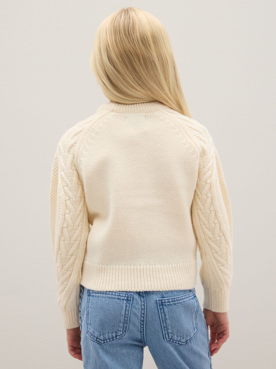 Pullover beige da bambina regular fit con design a maglia_1