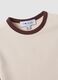 Beige fitted stretch cotton T-shirt with contrast trims_5